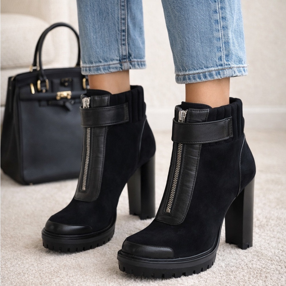 Vince Camaro Black heeled lug sole ankle boots size 7 - new never worn